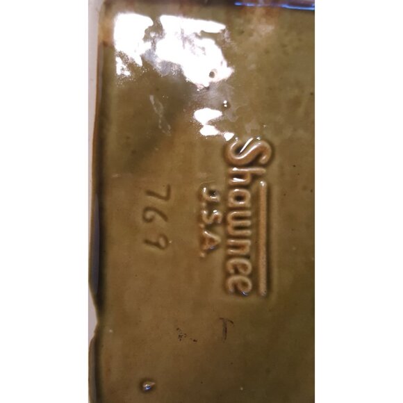 Vintage Shawnee USA Old Grist Mill Water Wheel Green Pottery Planter 769 - Picture 8 of 9